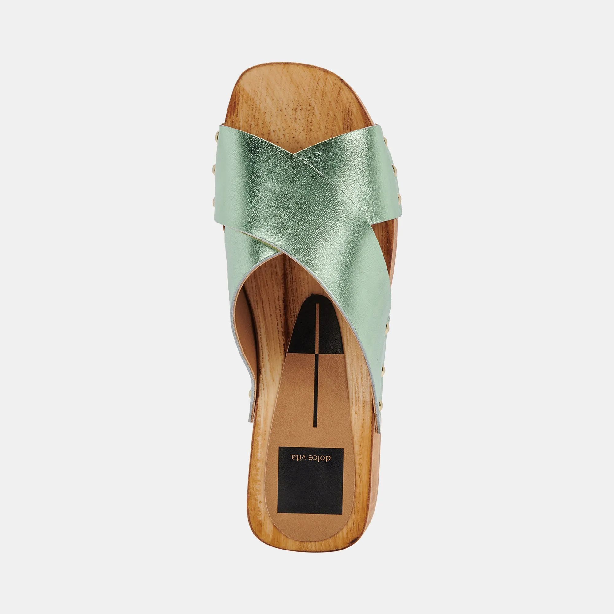 OWAN SANDALS GREEN METALLIC LEATHER