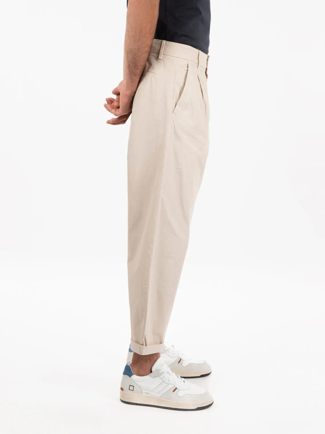 Pantaloni over cotone beige