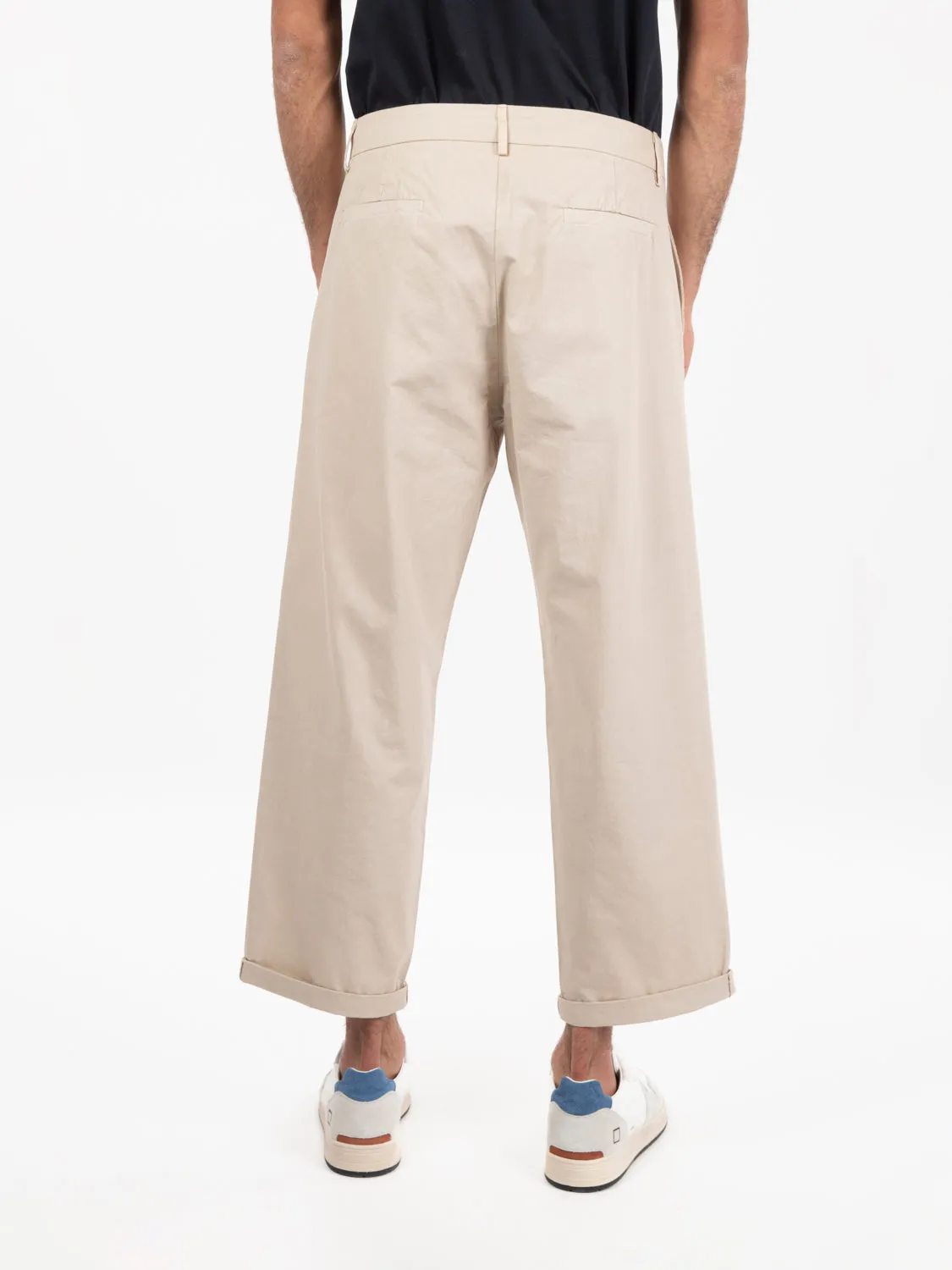 Pantaloni over cotone beige