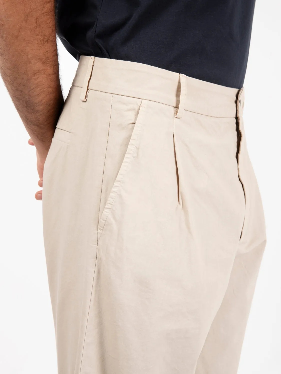 Pantaloni over cotone beige