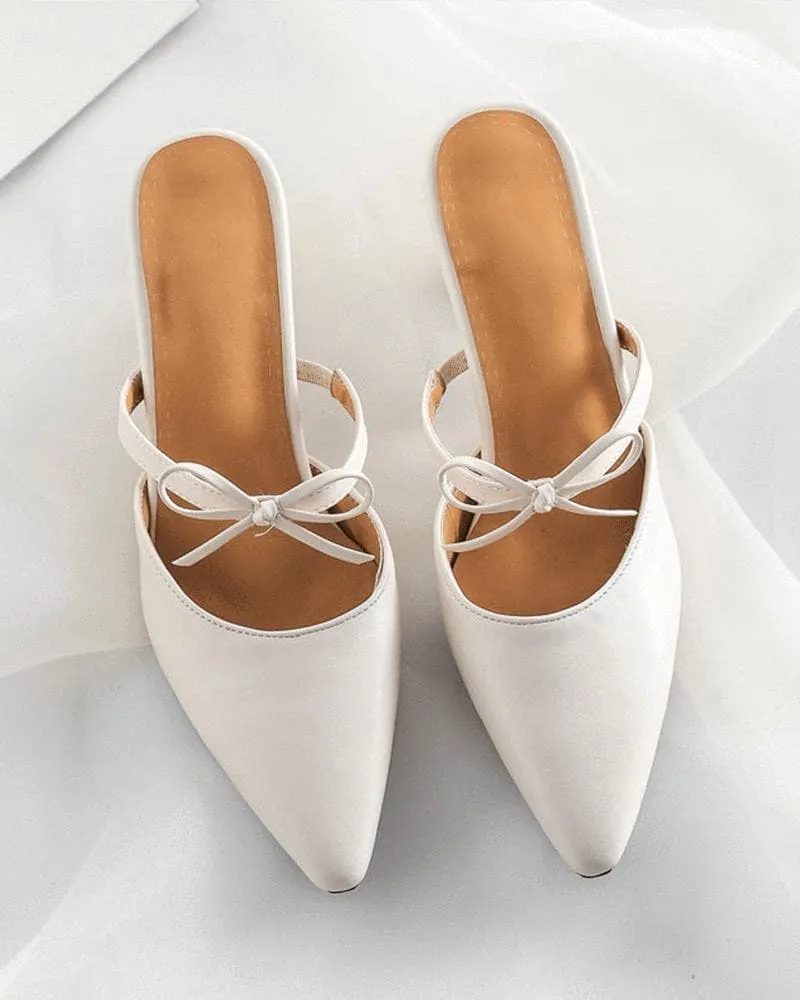 Pointed Toe Chunky Heel Sandals