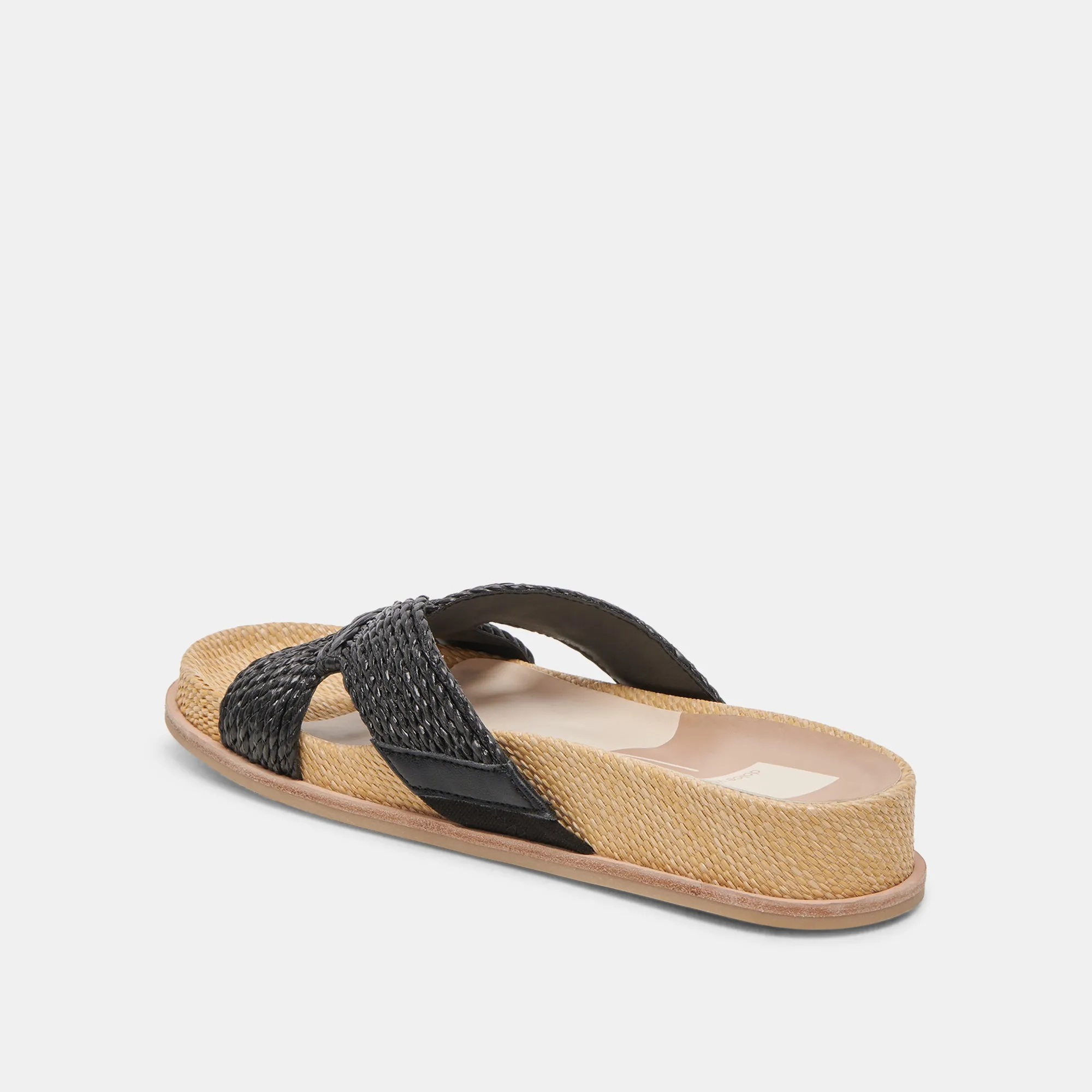 SELDA WIDE SANDALS ONYX RAFFIA