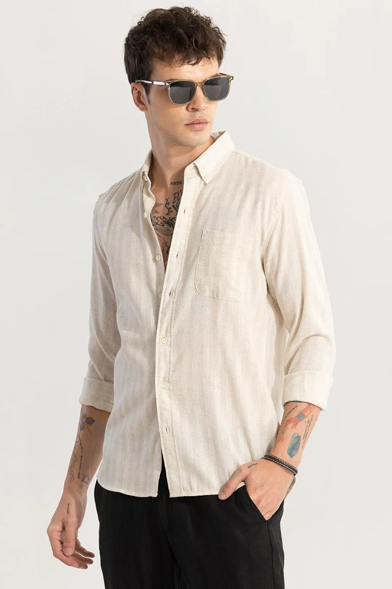 SlimStripe Beige Linen Shirt