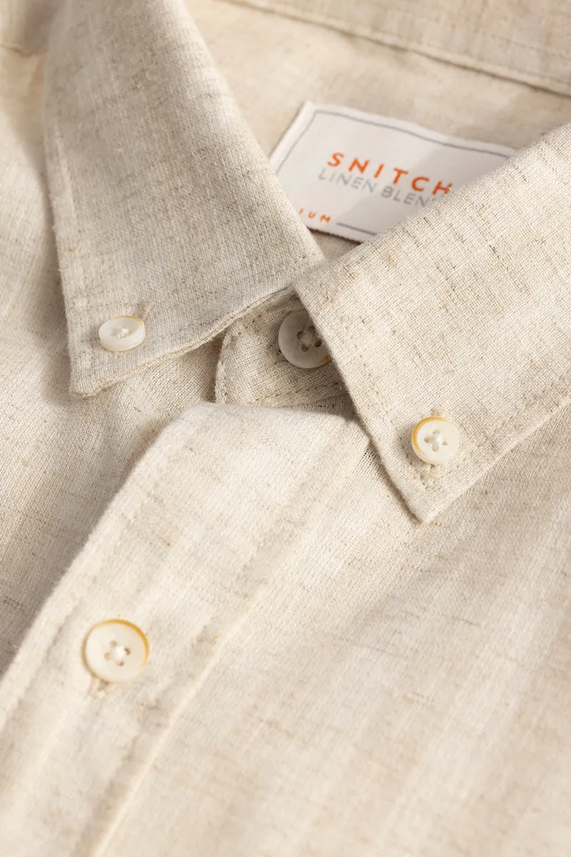 SlimStripe Beige Linen Shirt