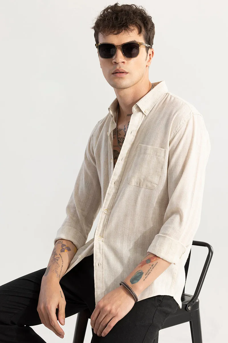 SlimStripe Beige Linen Shirt