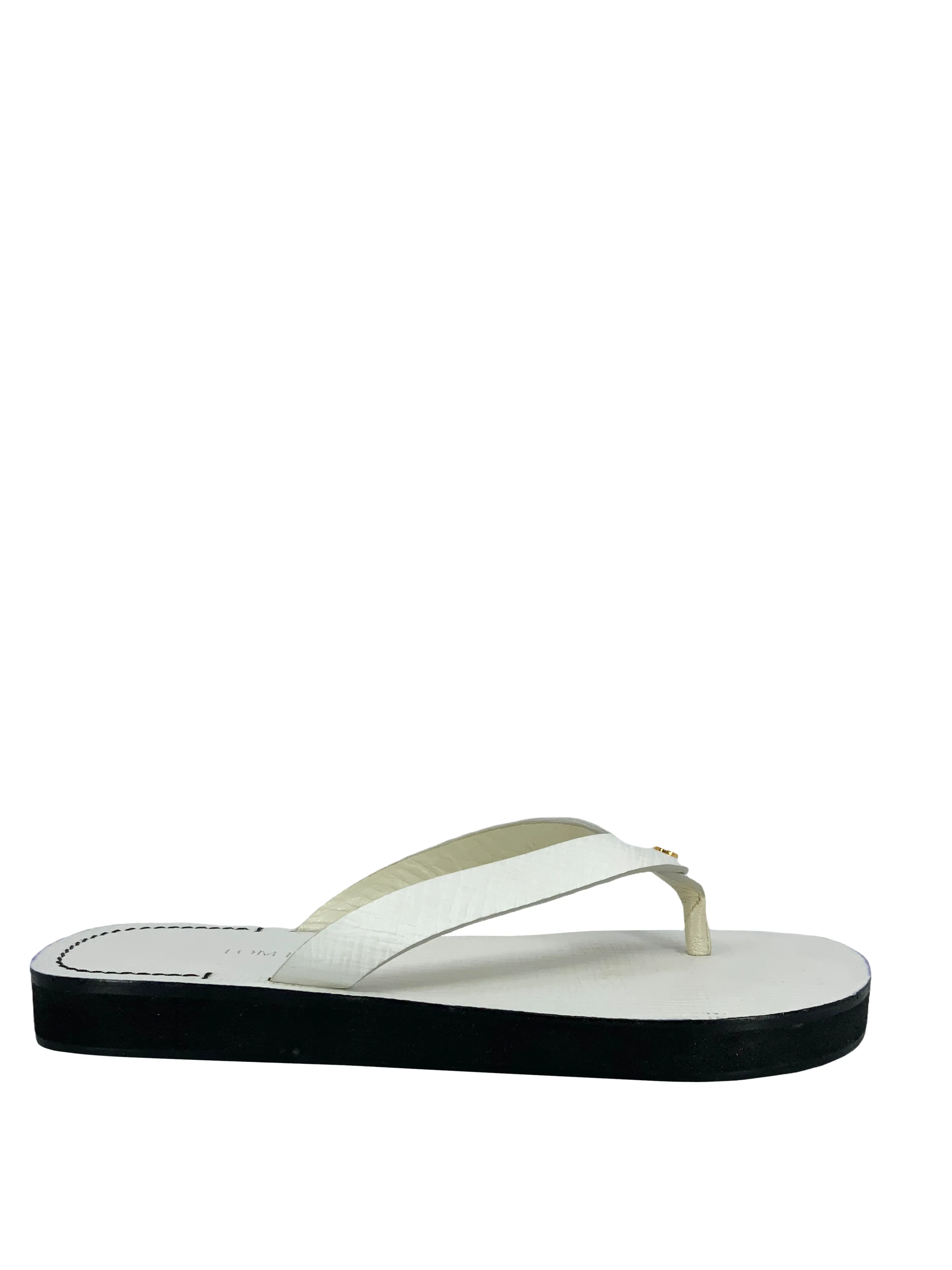 TOM FORD Textured Leather Thong Sandals Size 6