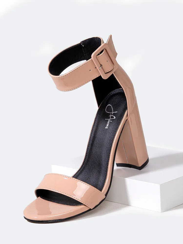 Wide Ankle Strap Block Heel