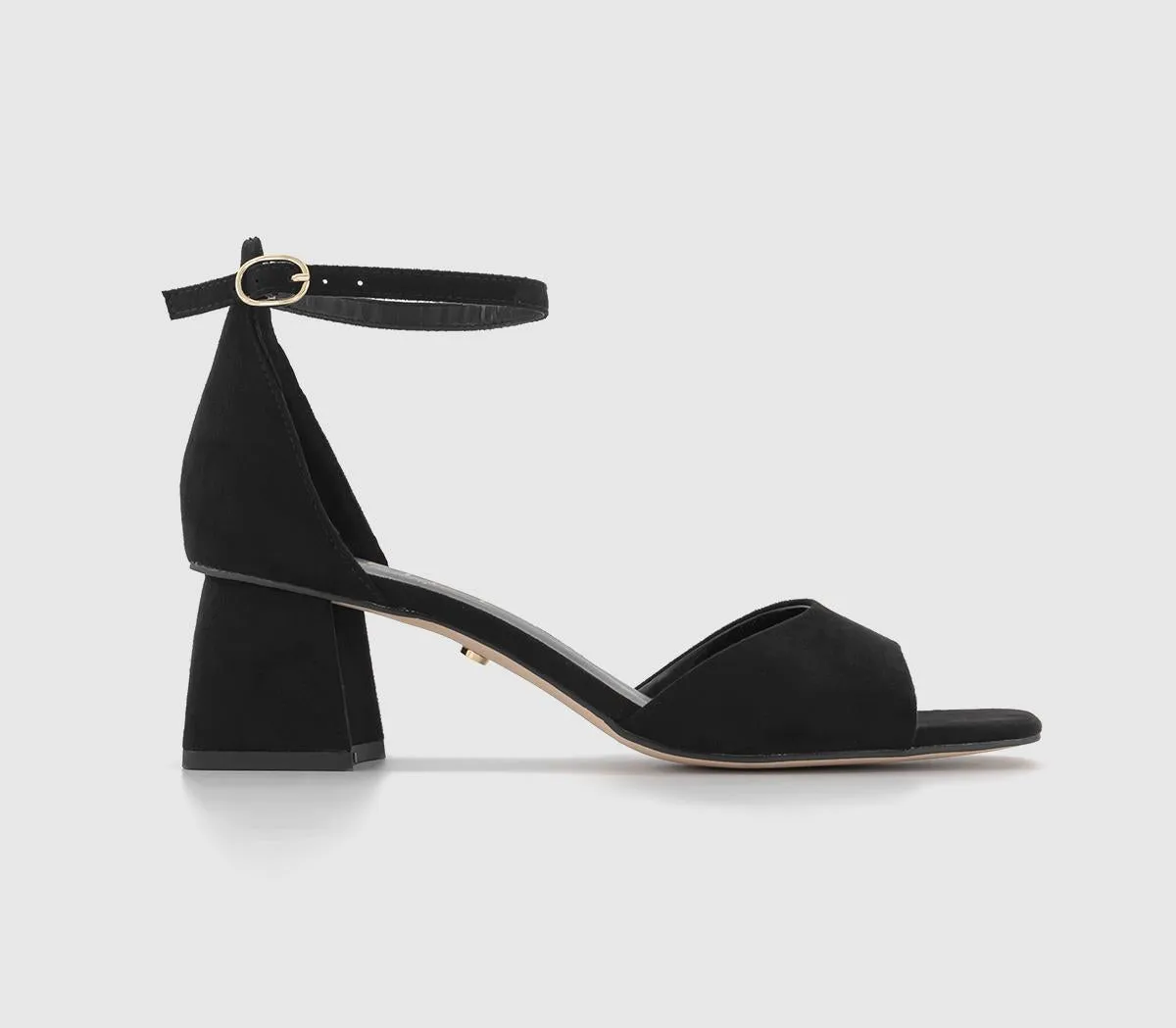 Womens Office Minimal Two Part Block Heel Sandals Black