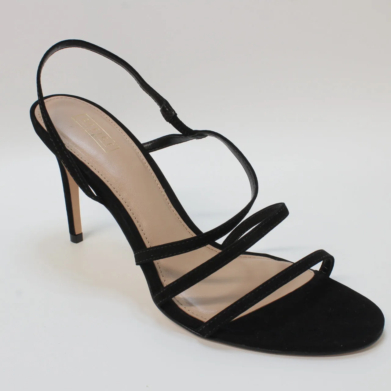 Womens Office Minus Strippy Sandals Black Nubuck