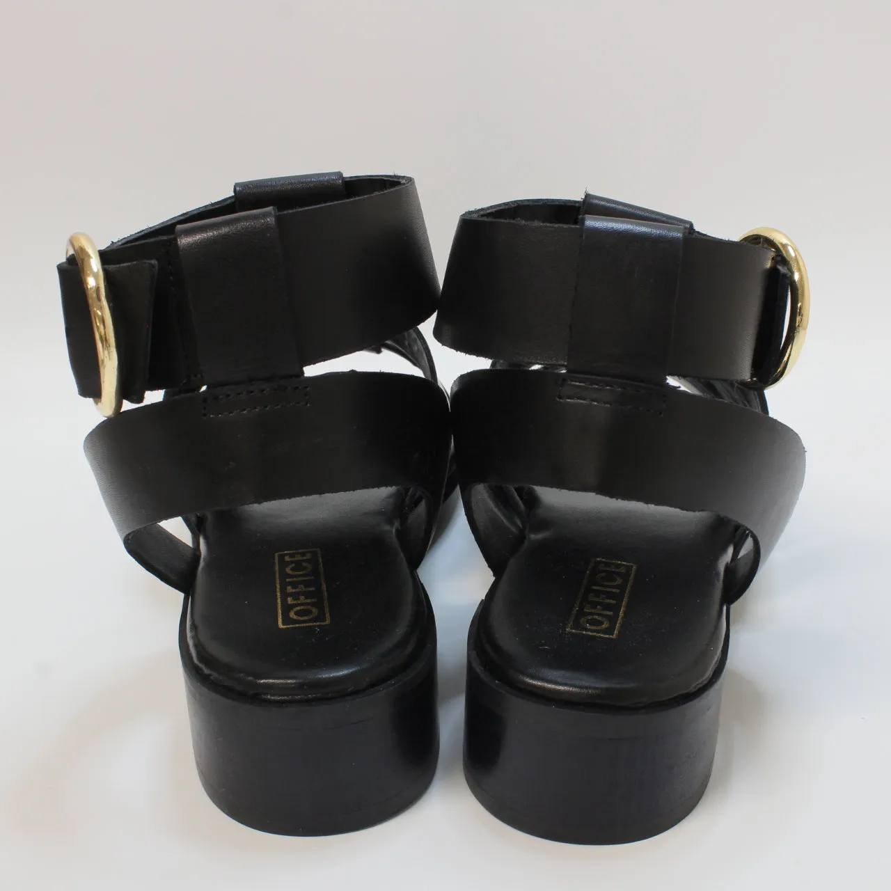 Womens OFFICE Saunter Buckle Sandals Black Leather