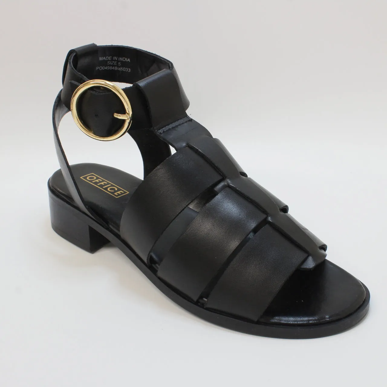 Womens OFFICE Saunter Buckle Sandals Black Leather