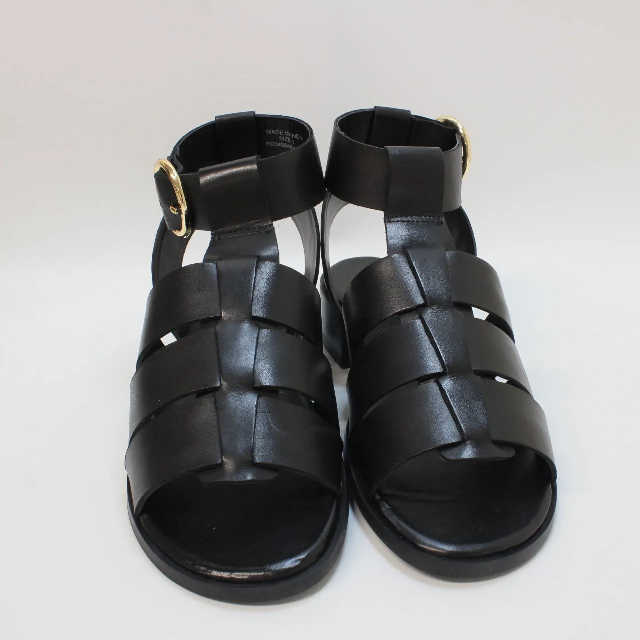 Womens OFFICE Saunter Buckle Sandals Black Leather