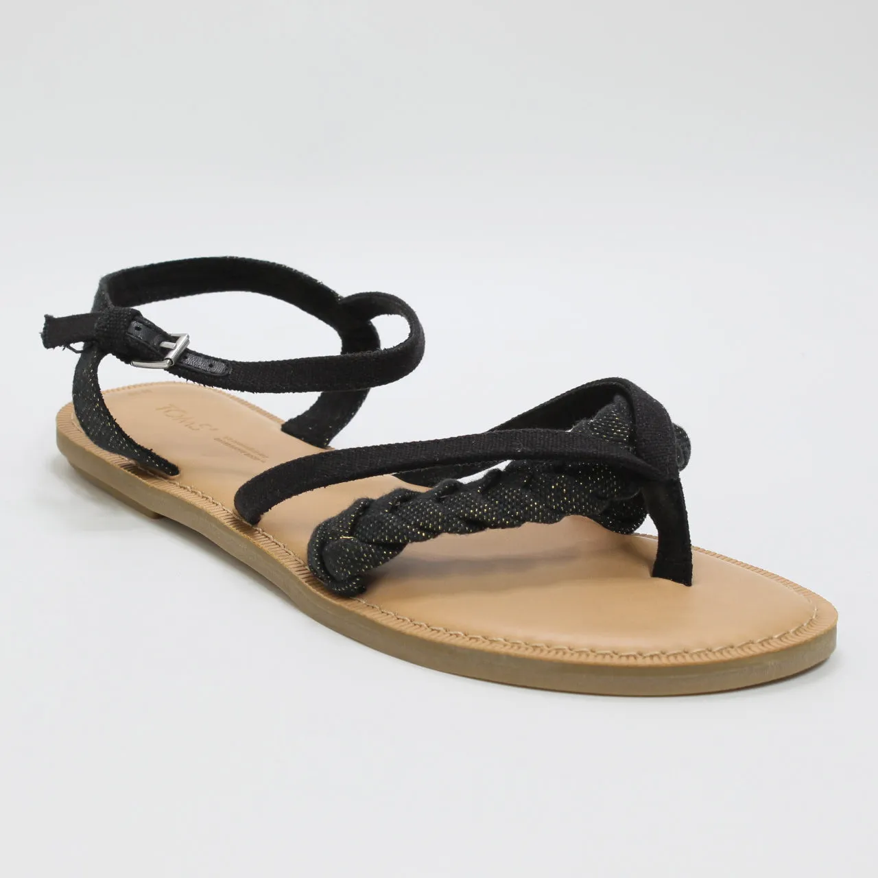 Womens Toms Lexie Sandal Black Metallic Linen